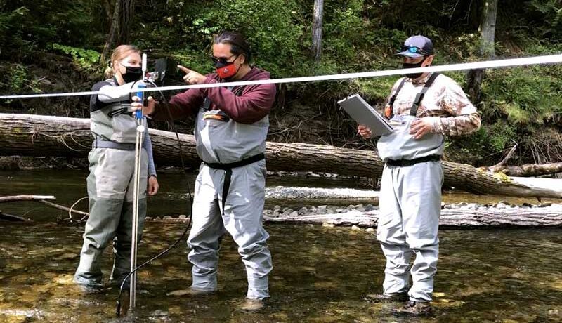 Khowutzun Forest Services Flows and Fish habitat field crew training. Koksilah River.